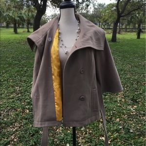 Old Navy Coat Wool Trench Tie Waist Beige Yellow